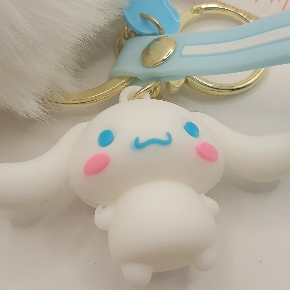 HK Inspired Cinnamoroll  Pom Pom Keychain Bag Pendant Keyring Jewelry NWOT